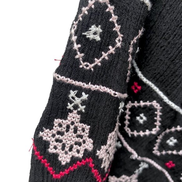 ELLOS Boho Top Plus Size 1X Black Cotton Crinkle Gauze Peasant Tunic - Picture 8 of 10